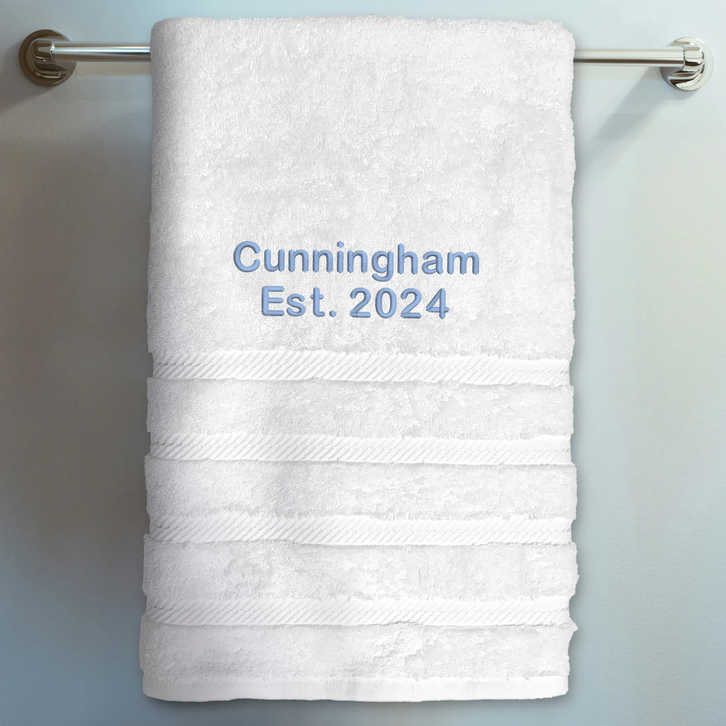 Personalized Turkish Luxury Bath Towel - White - Set of 2