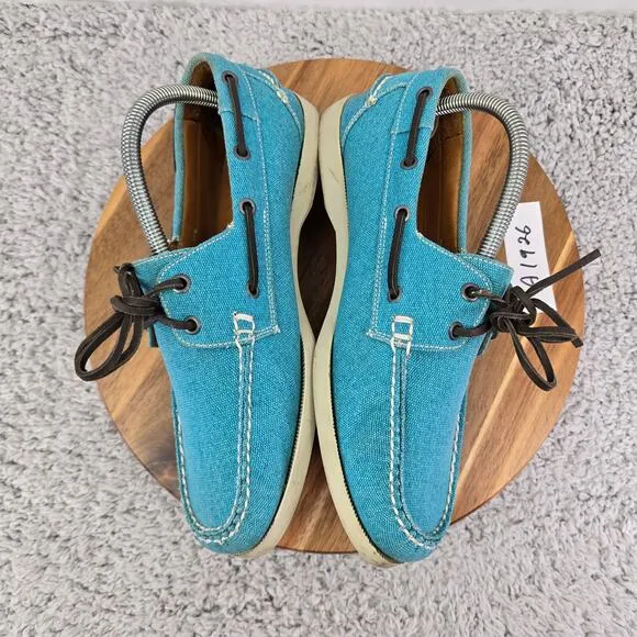 Peter Millar Light Blue Canvas Casual Lifestyle Daily Loafer Boat Shoe Mens 9 M