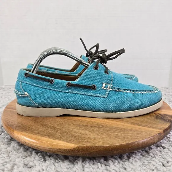 Peter Millar Light Blue Canvas Casual Lifestyle Daily Loafer Boat Shoe Mens 9 M