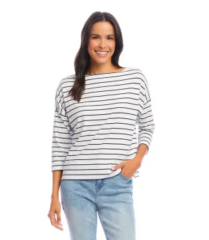 Petite Size Stripe Boatneck Top