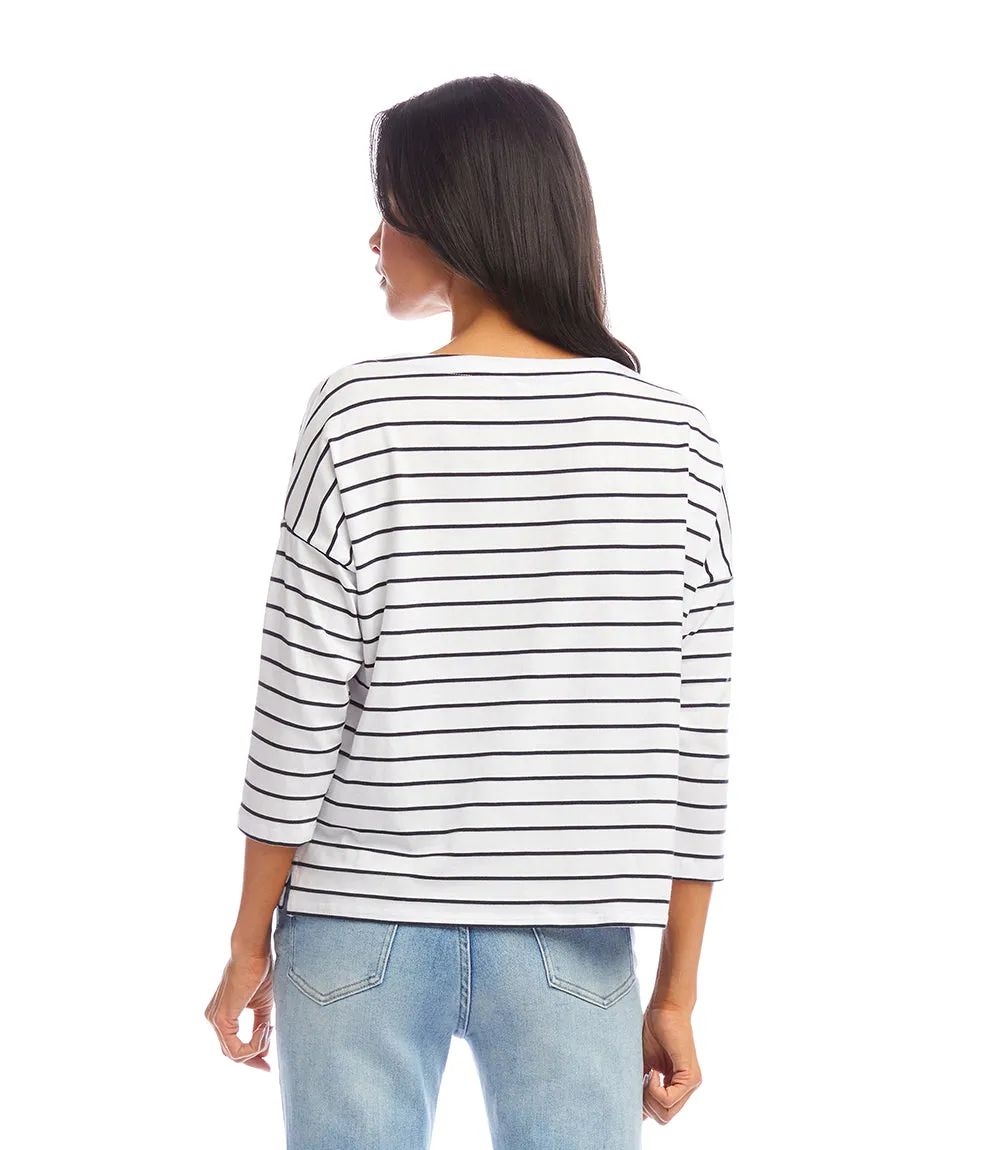 Petite Size Stripe Boatneck Top