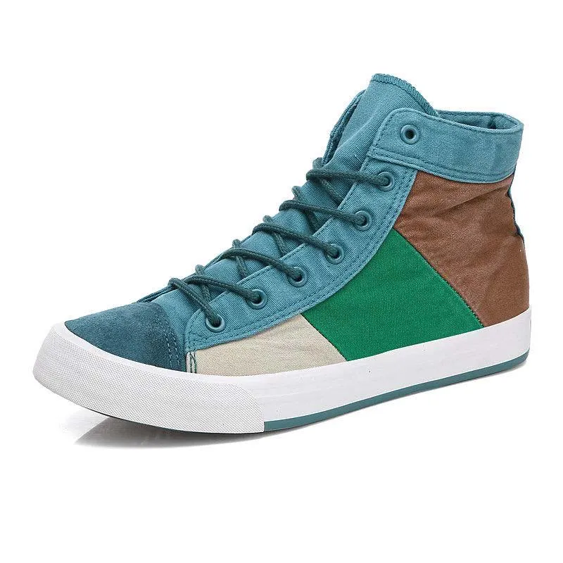 Plus Size 39-44 Summer Men Canvas Sneakers Comfortable Running Basketball Shoes Breathable Shockproof Non-slip Colorblock Shoes