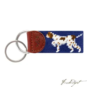 Pointer (Classic Navy) Needlepoint Key Fob