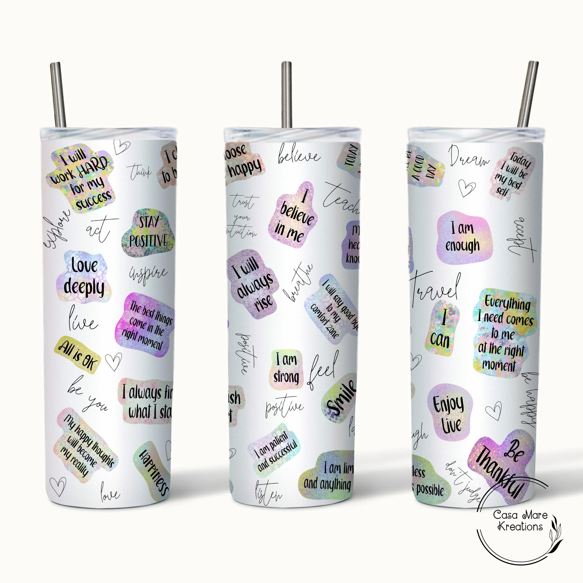 Positive Affirmations 20 oz. Skinny Tumbler