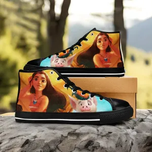 Princess Moana Waialiki Maui Shoes High Top Sneakers for Kids and Adults