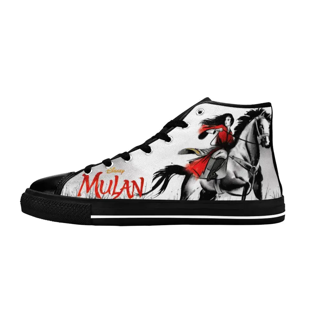 Princess Mulan Women Sword Warrior Shoes High Top Sneakers for Kids and Adults