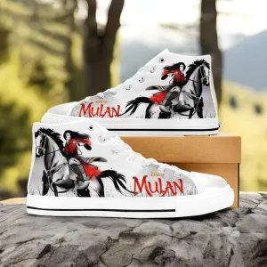 Princess Mulan Women Sword Warrior Shoes High Top Sneakers for Kids and Adults