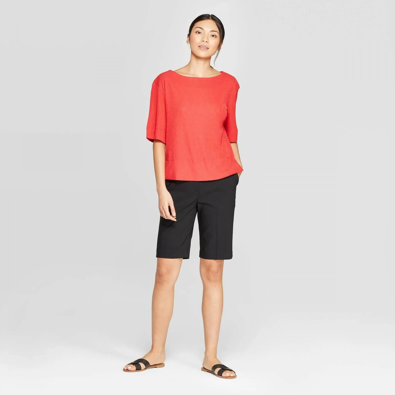 Prologue Women's Elbow Sleeve Boat Neck T-Shirt