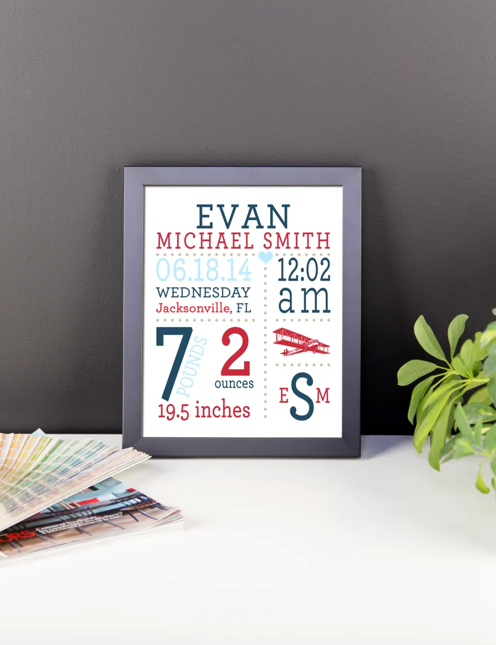 Puppy Dog Baby Birth Stats Nursery Wall Art