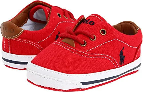 Ralph Lauren Layette Vaughn Crib Shoe (Infant/Toddler),Red Canvas,3 M US Infant
