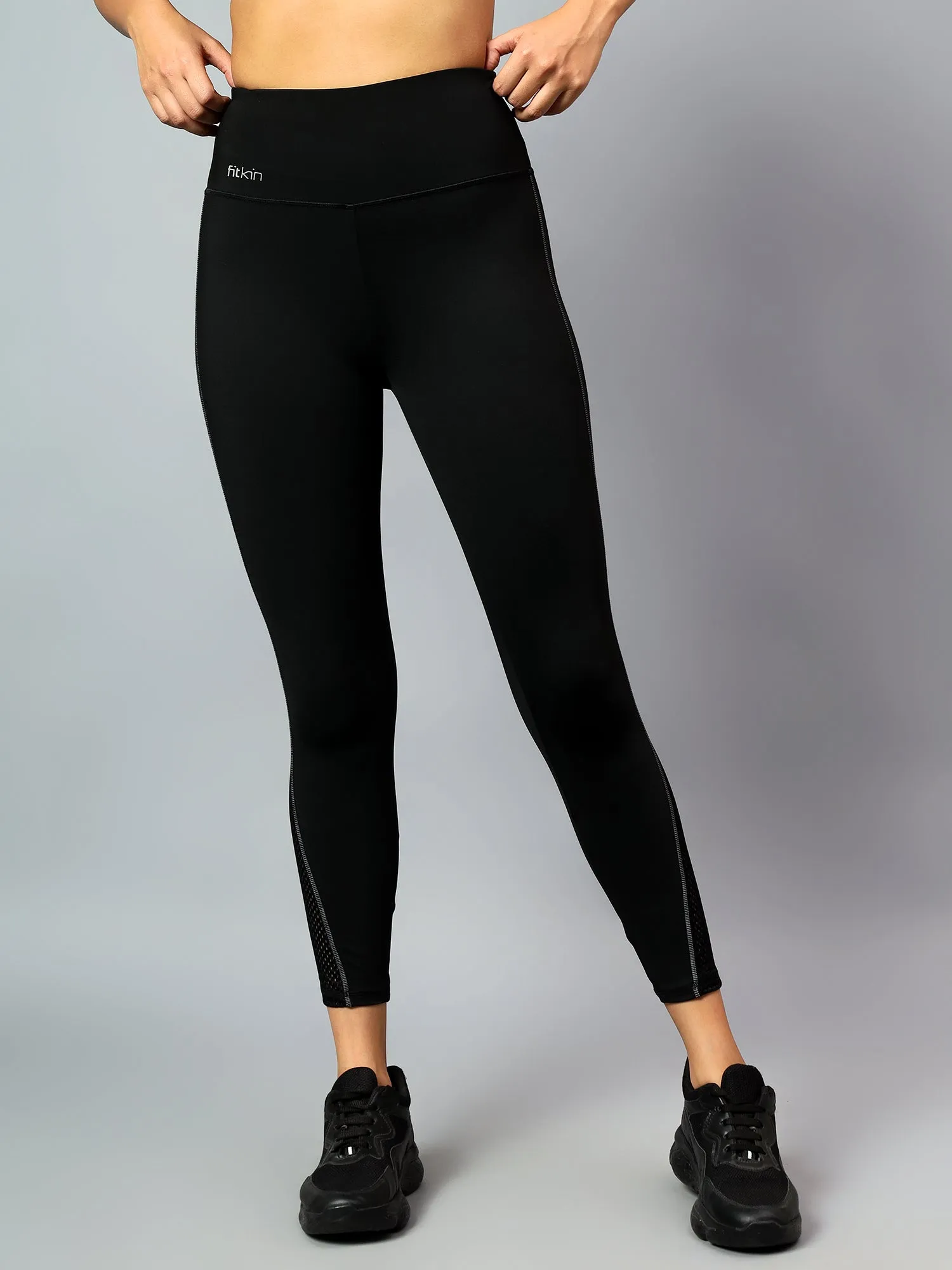 Reflective black high waist training tights