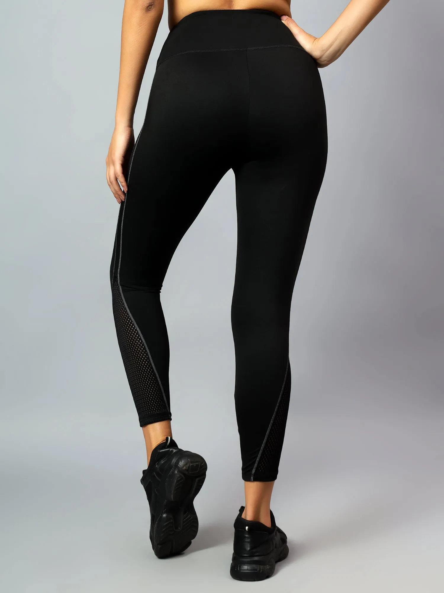 Reflective black high waist training tights