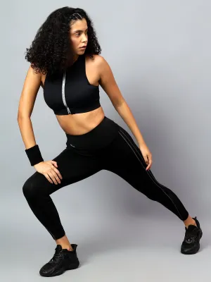Reflective black high waist training tights