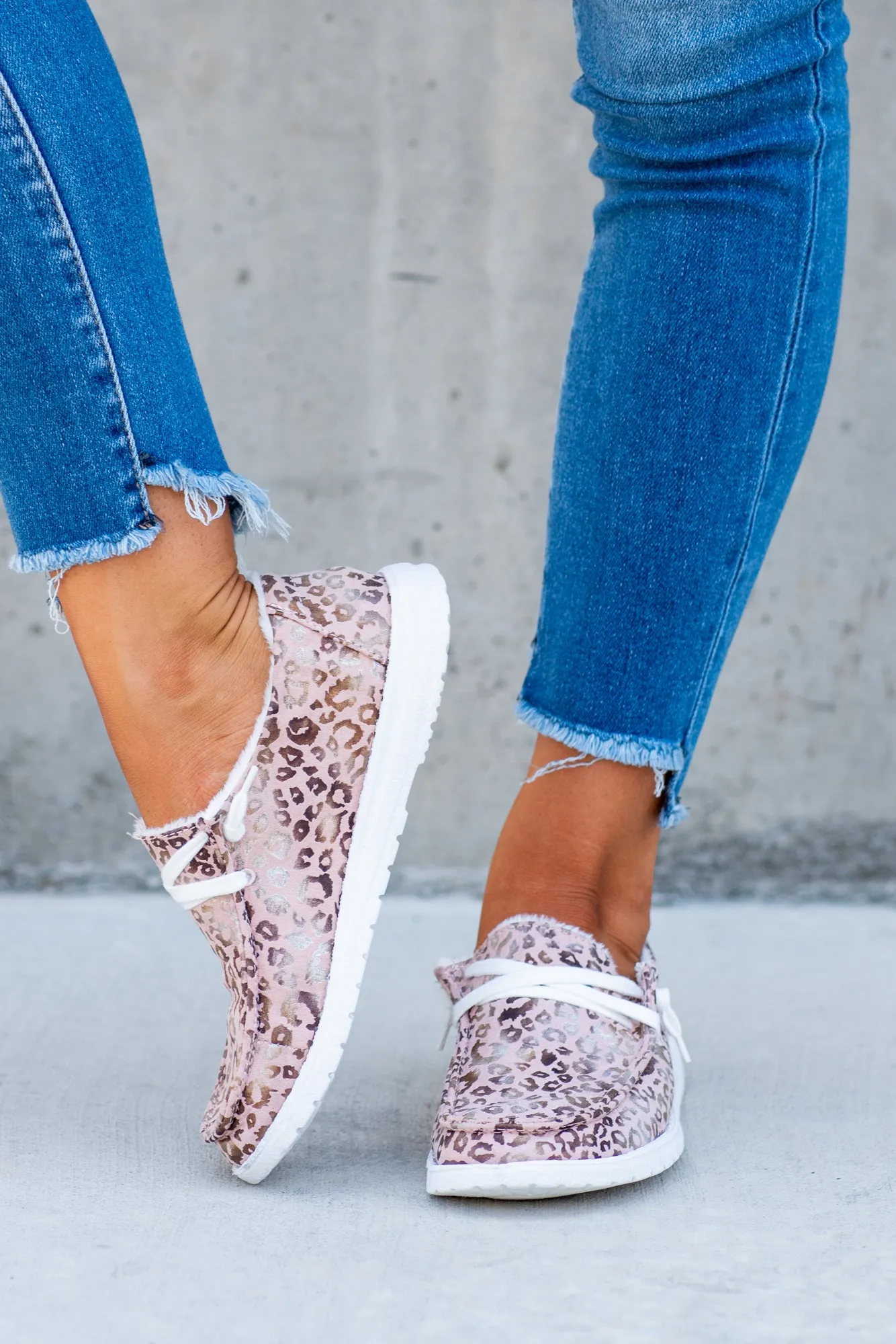 Safari Boat Shoe Sneakers Leopard Print - Blush