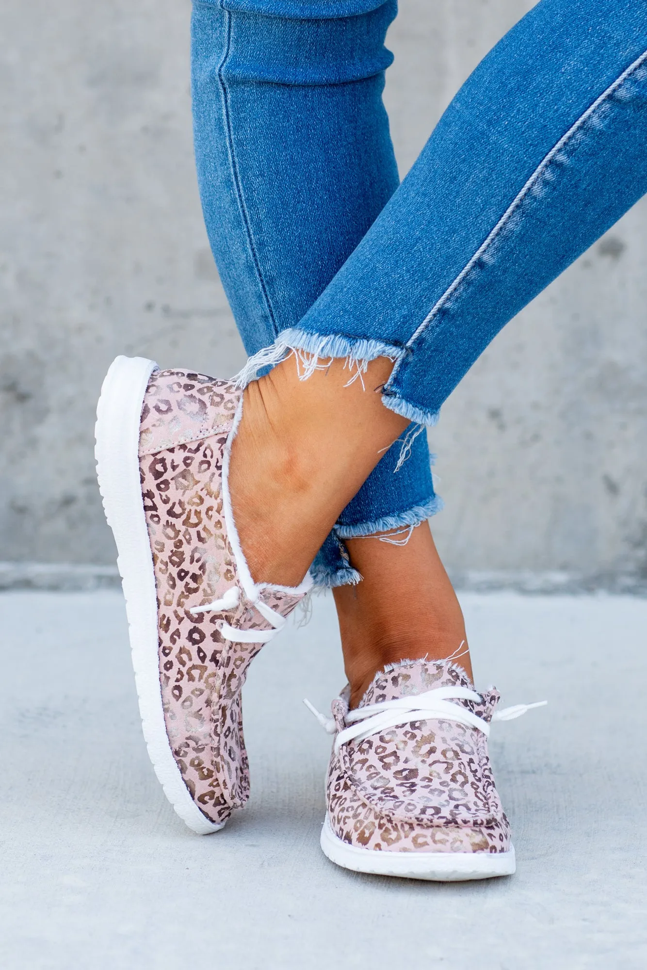 Safari Boat Shoe Sneakers Leopard Print - Blush
