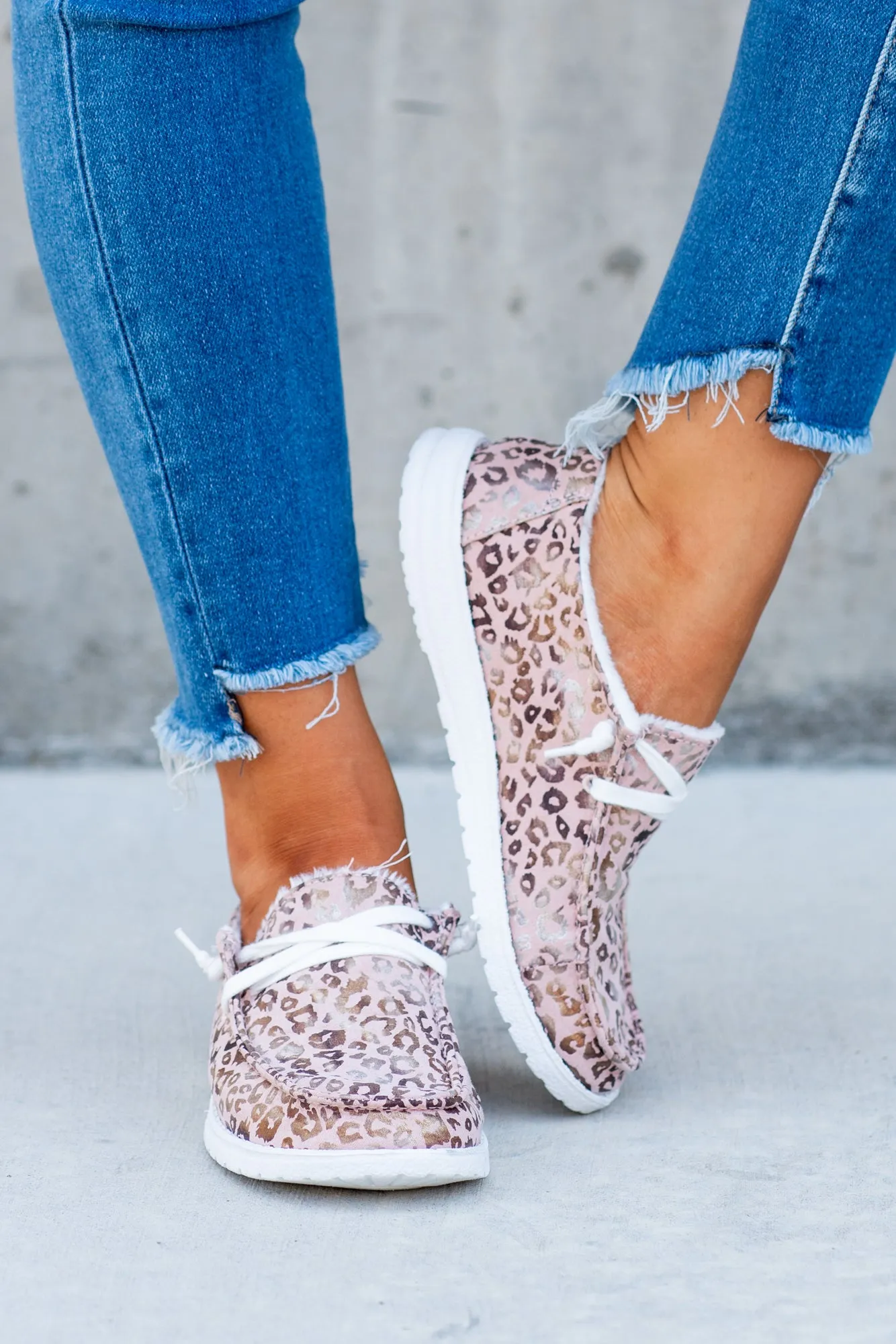 Safari Boat Shoe Sneakers Leopard Print - Blush