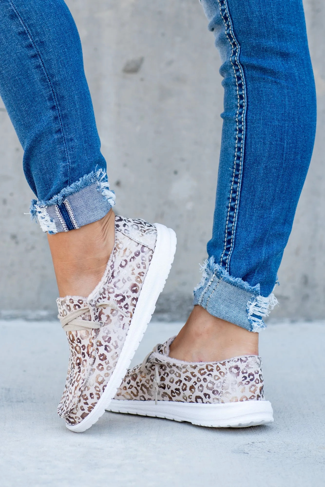 Safari Boat Shoe Sneakers Leopard Print - Cream