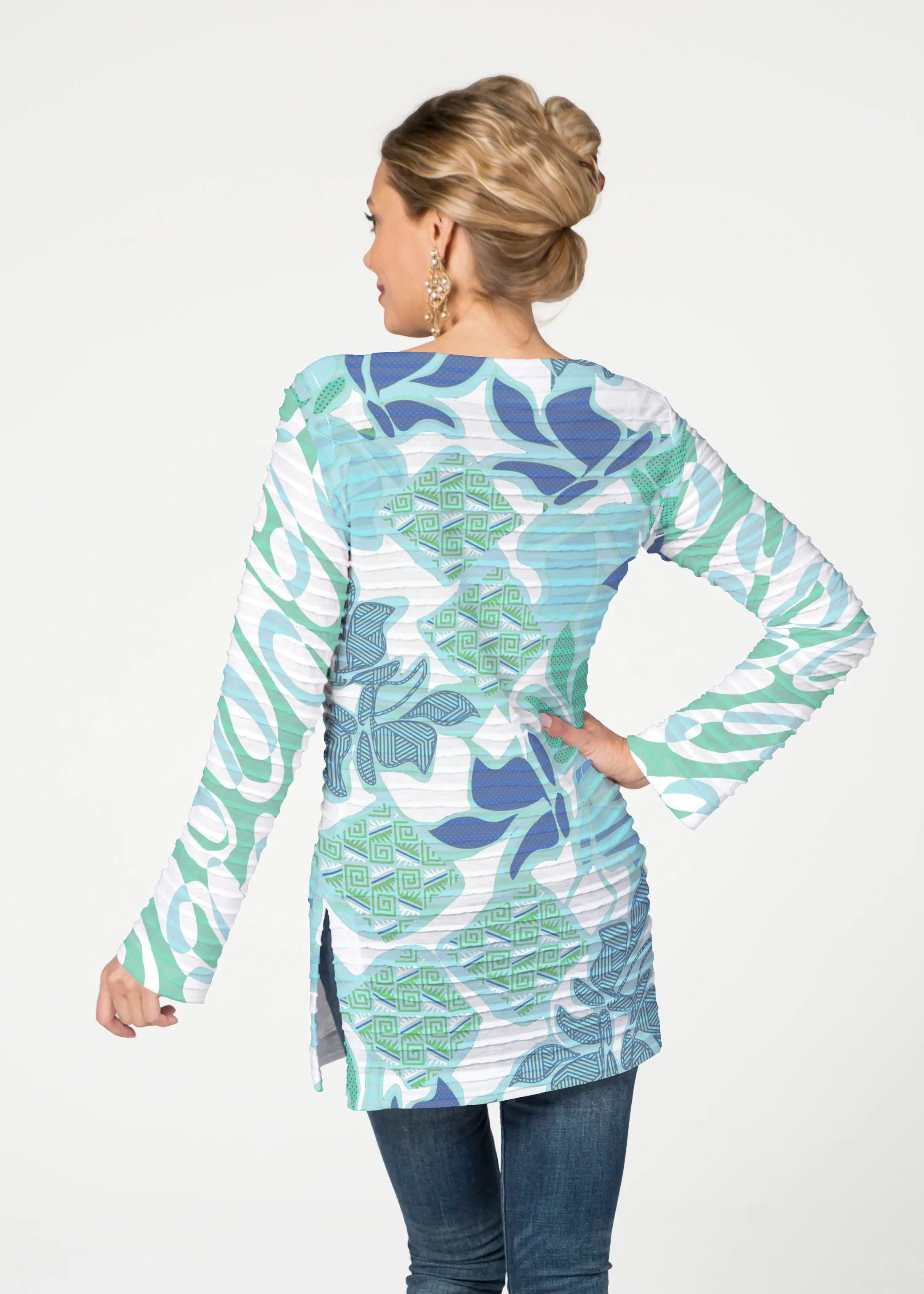 Sail Blue (8087) ~ Banded Boatneck Tunic