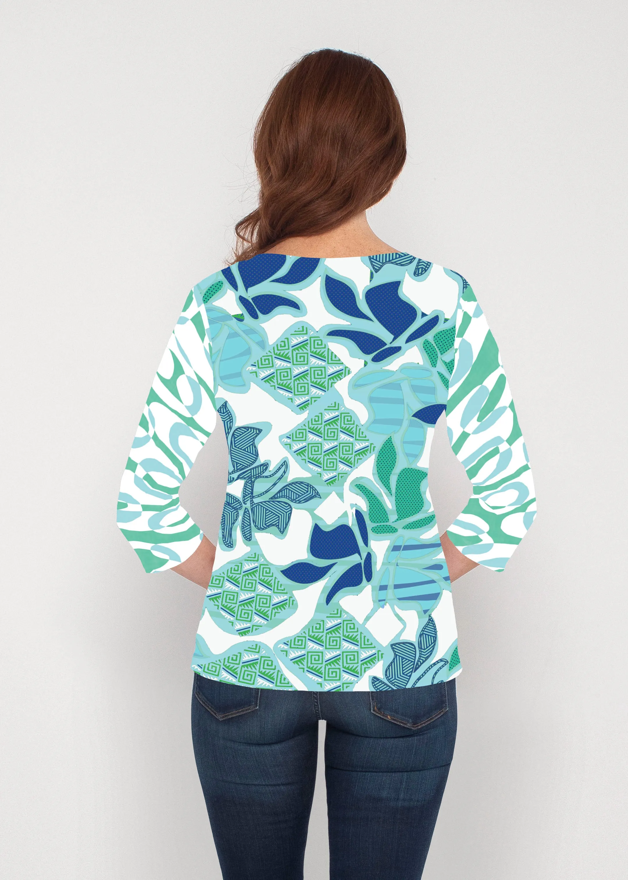 Sail Blue (8087) ~ Signature 3/4 Sleeve V-Neck Top
