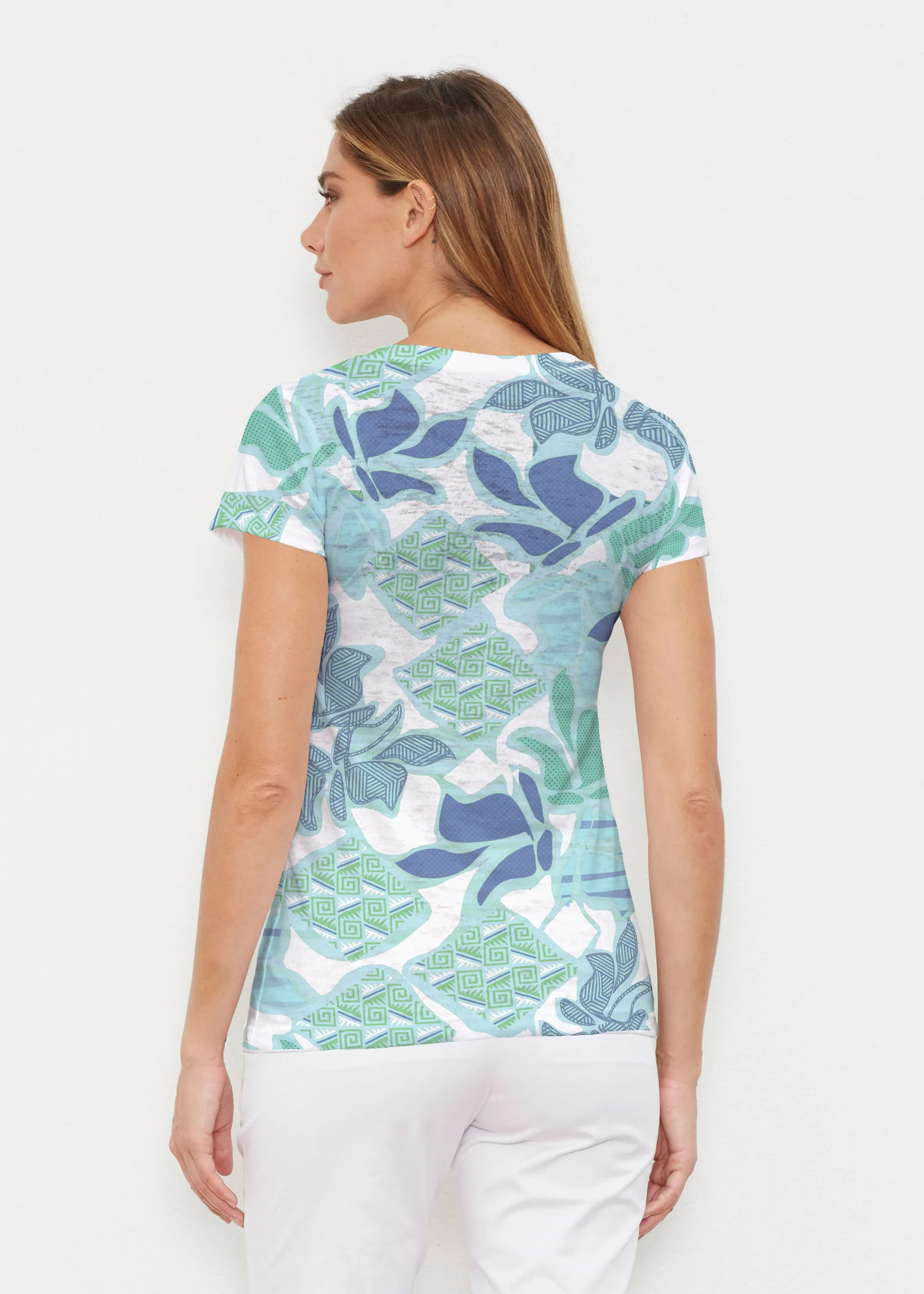 Sail Blue (8087) ~ Signature Cap Sleeve V-Neck Shirt