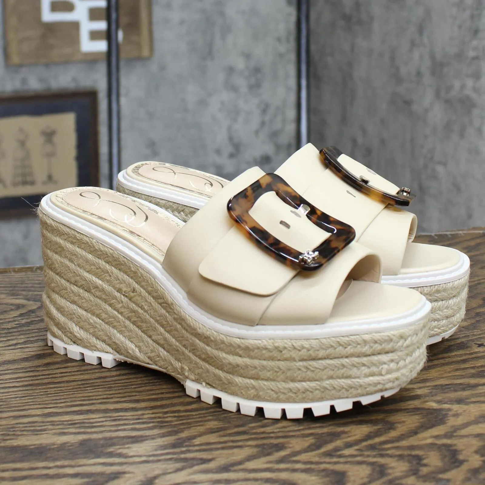 Sam Edelman Women's Livi Wedge Sandal H5860L1 Summer Sand Brown 6.5M