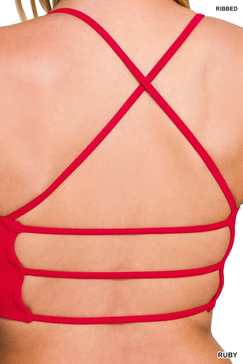 SEAMLESS RIBBED 3-STRAP & CROSS BACK BRA