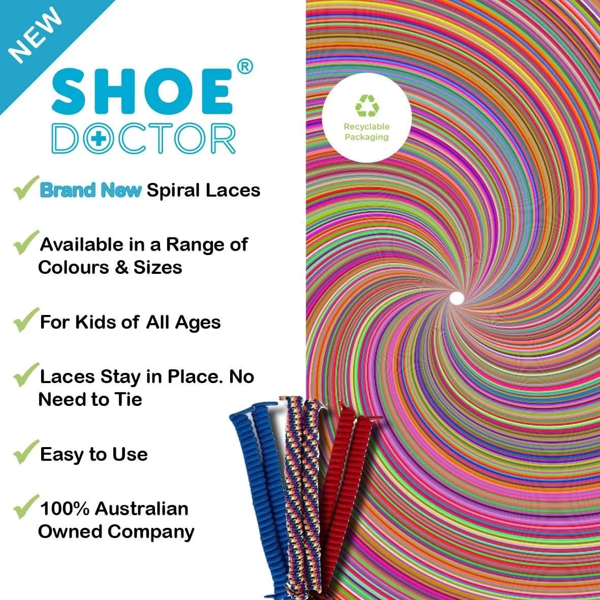 SHOE DOCTOR SPIRAL LACES 120CM - 10 Colors to Choose From