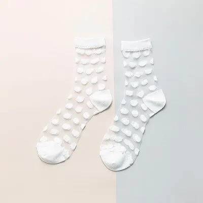 Short Female Thin Crystal Silk Cotton Lace Mesh Boat Socks