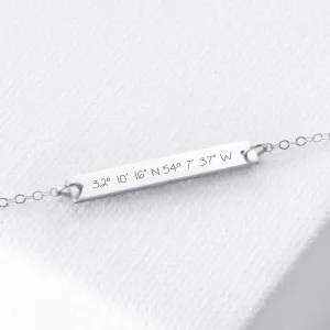 Silver Custom Coordinates Bracelet