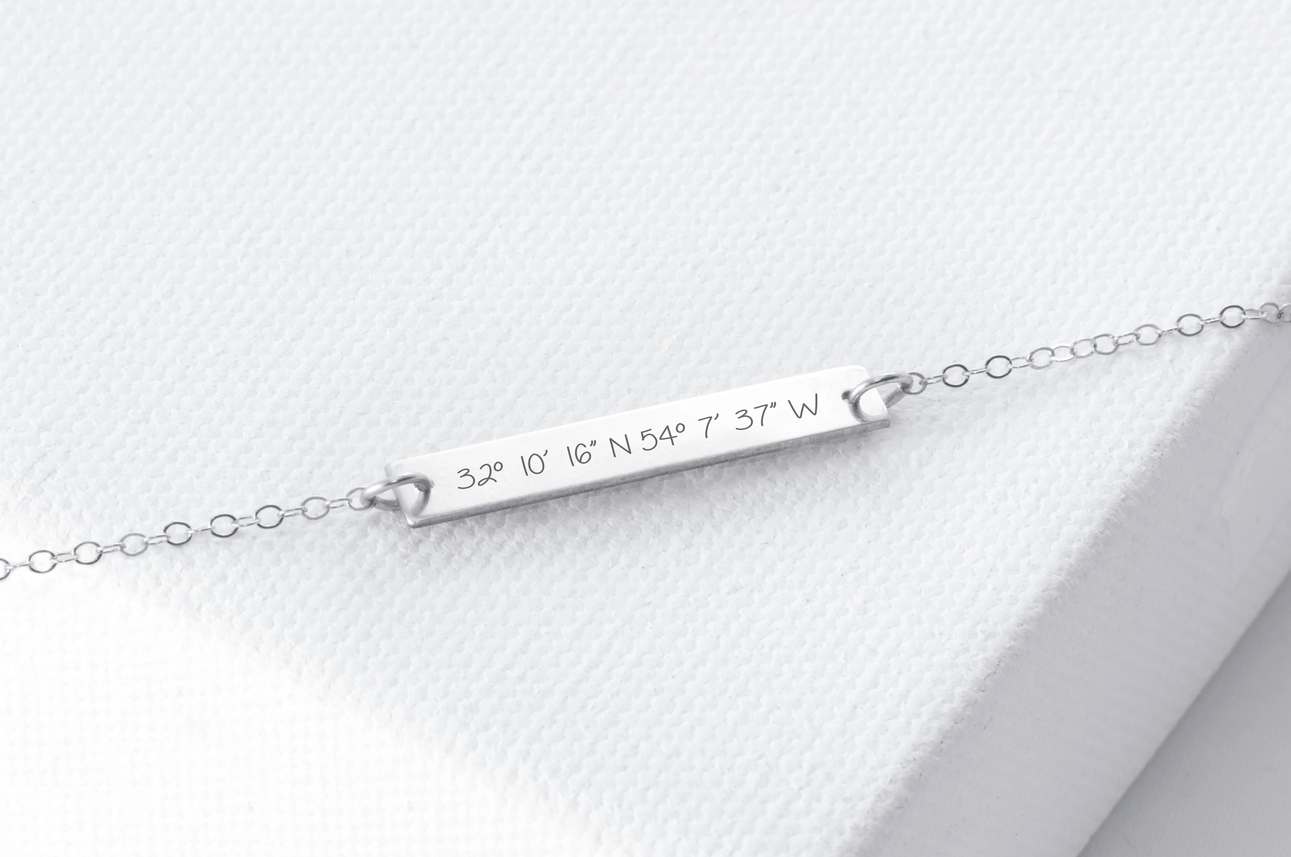 Silver Custom Coordinates Bracelet