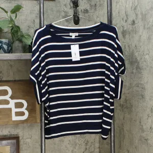 Skinnygirl Women's Striped Boatneck Top Ink / White Stripe Plus 1X