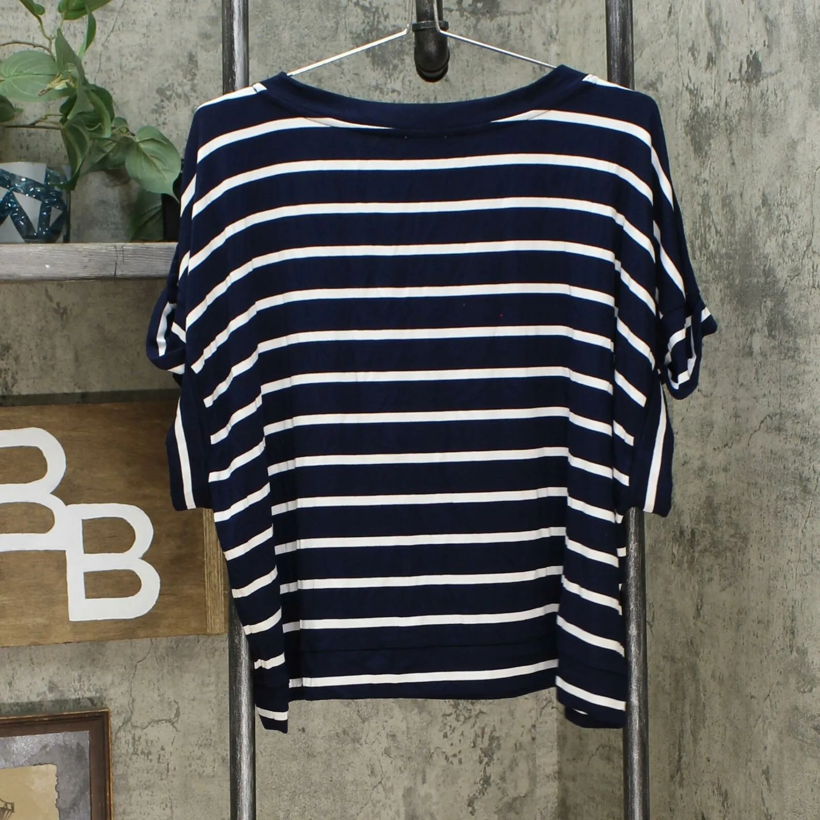 Skinnygirl Women's Striped Boatneck Top Ink / White Stripe Plus 1X