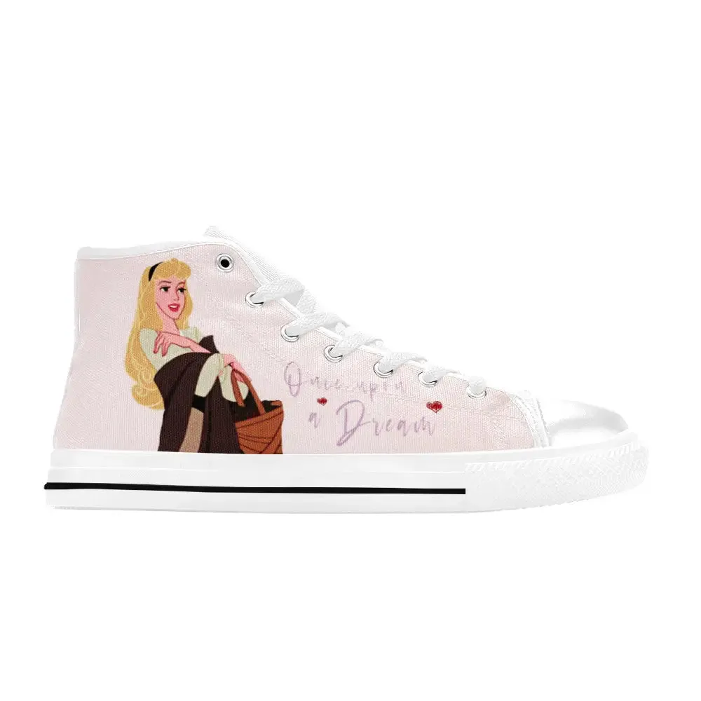Sleeping Beauty Princess Aurora Shoes High Top Sneakers for Kids and Adults