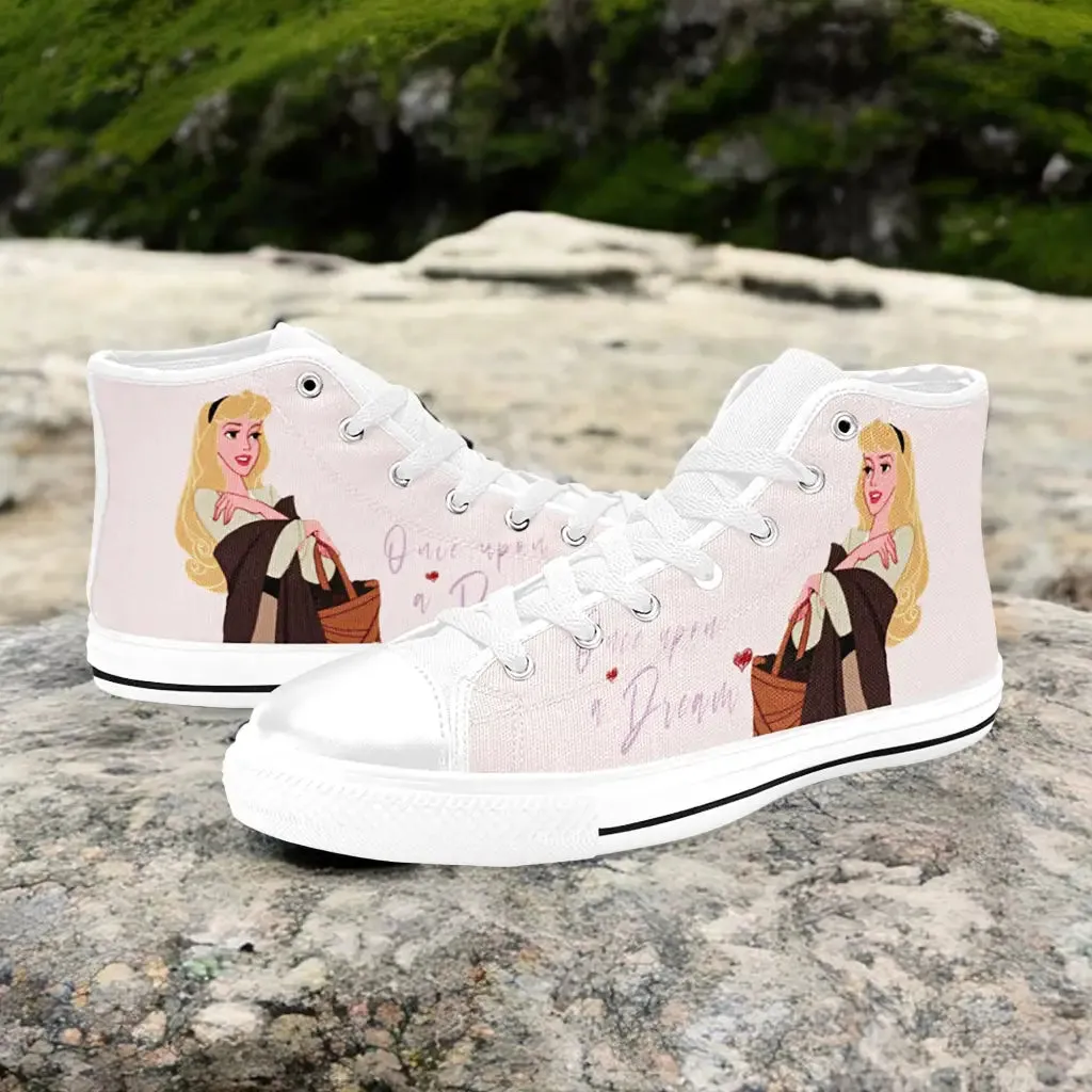Sleeping Beauty Princess Aurora Shoes High Top Sneakers for Kids and Adults