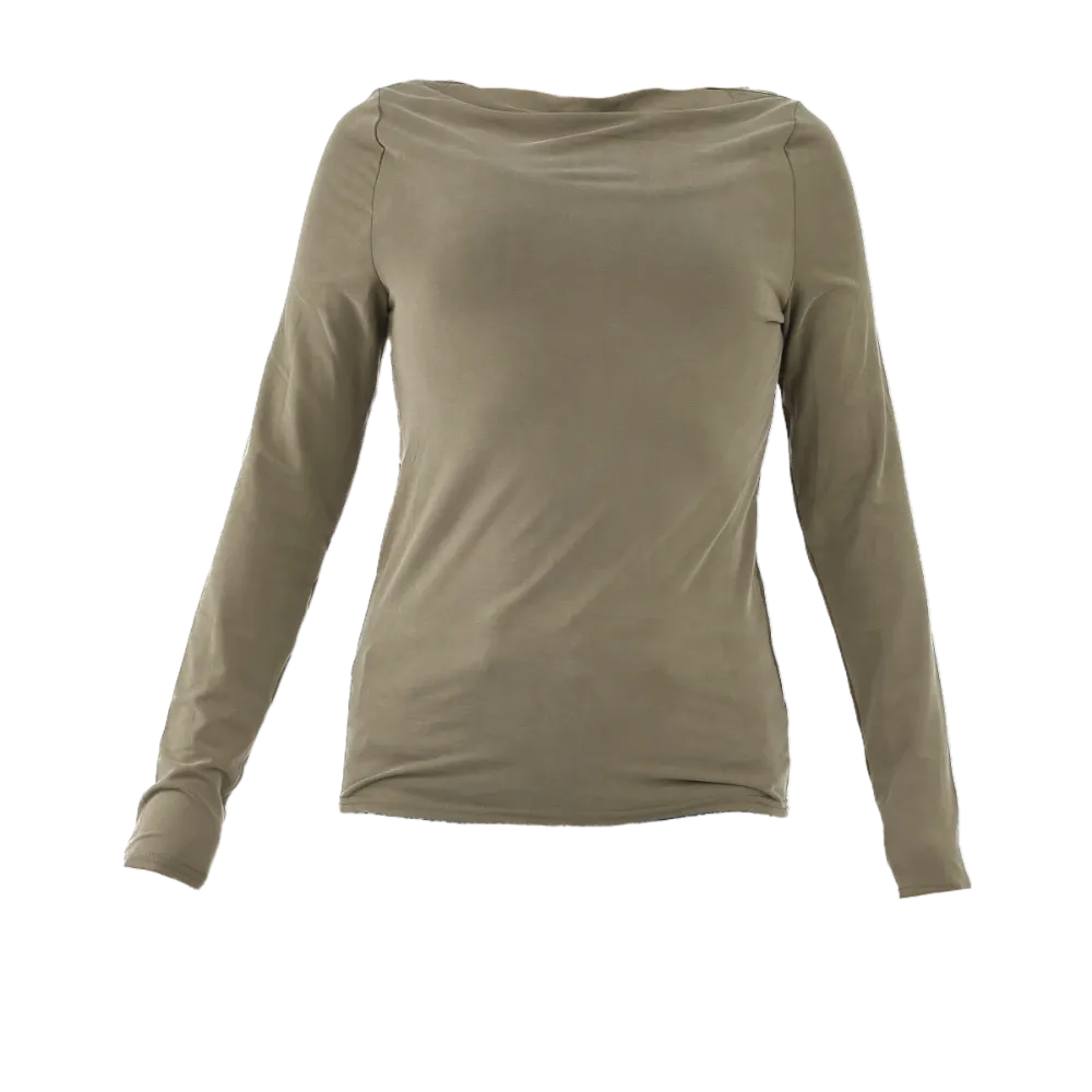 Slim Fit Boat Neck Tee -Olive