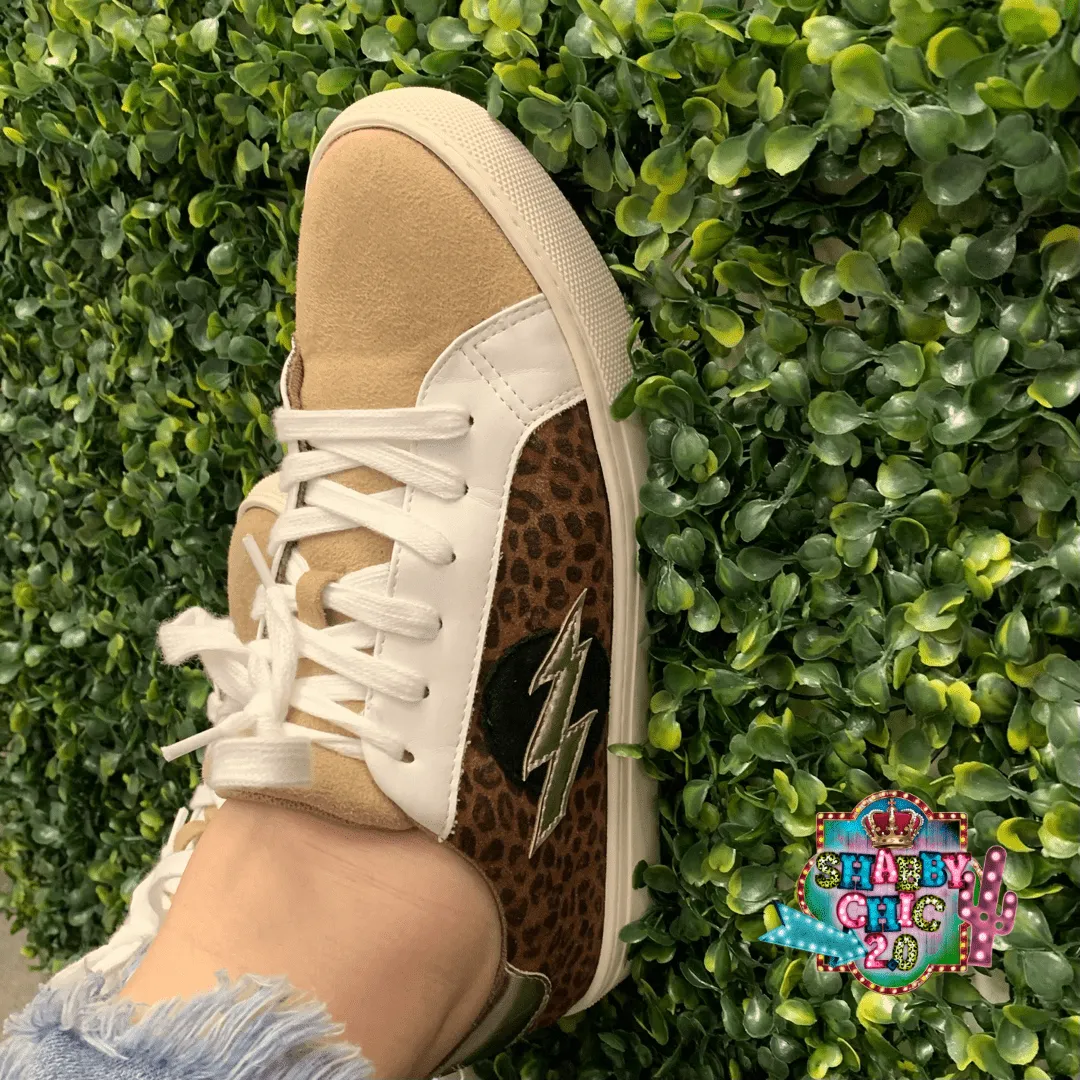 Small Leopard Lightning Bolt Tennis Shoes