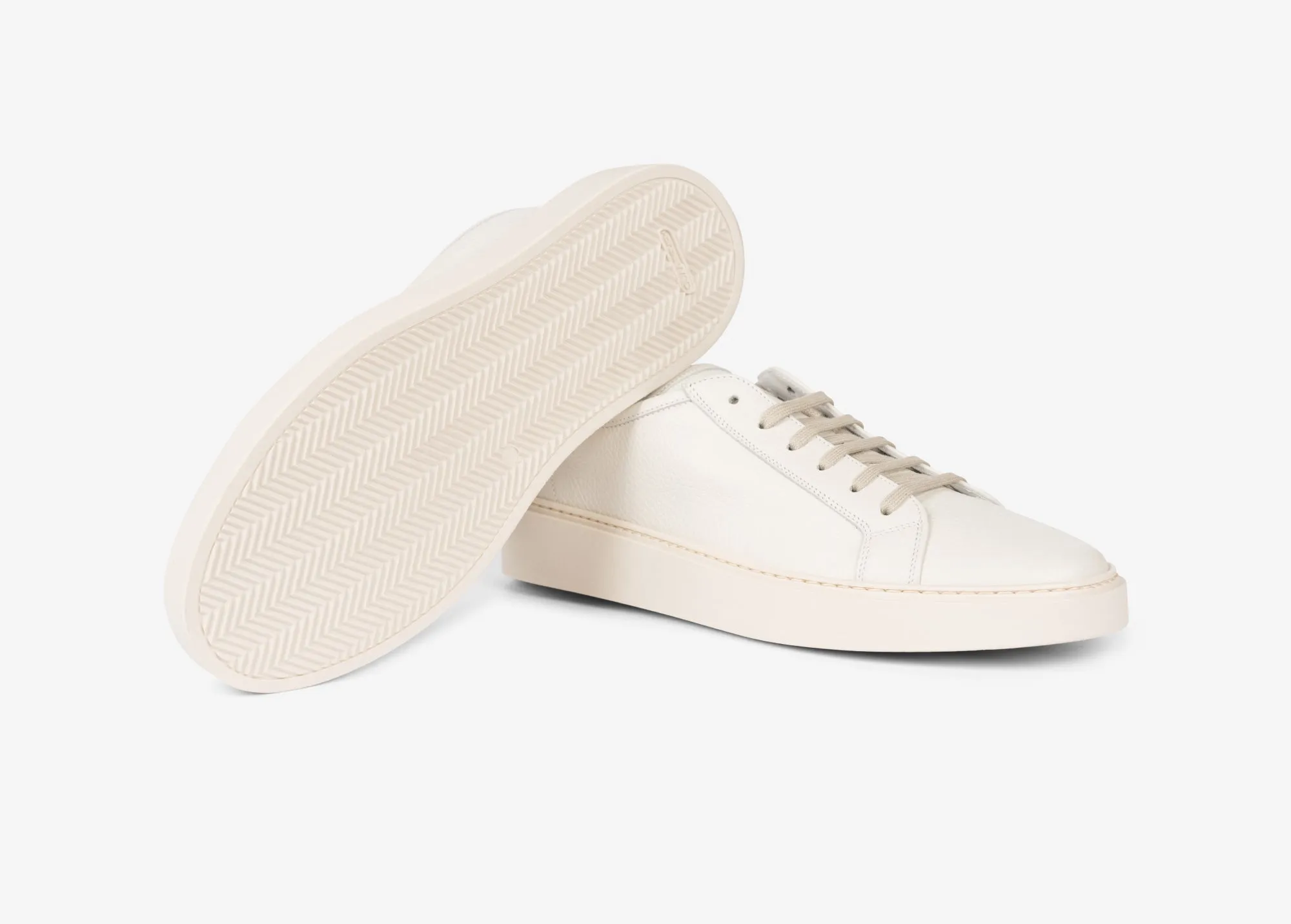 Sneaker in vitello martellato bianco sporco