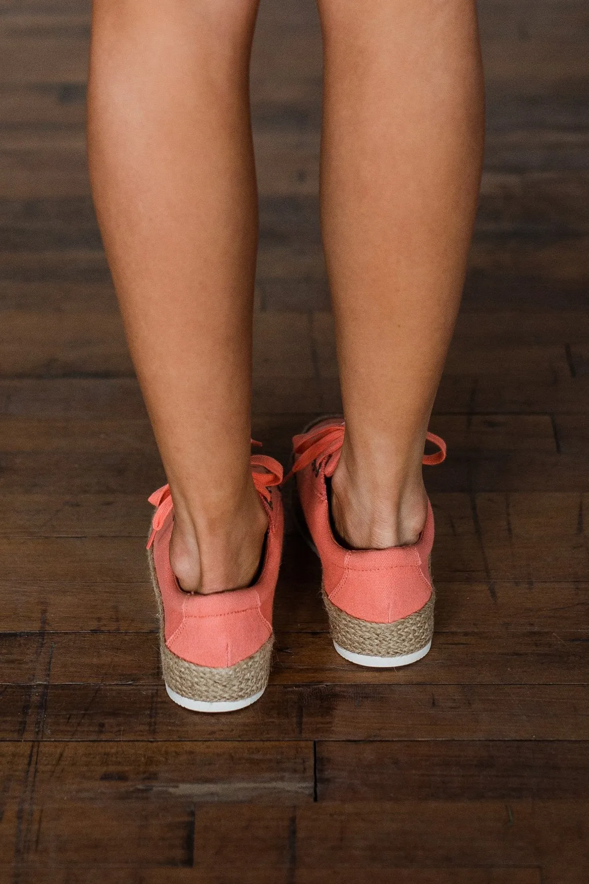 Soda Keana Platform Sneakers- Coral