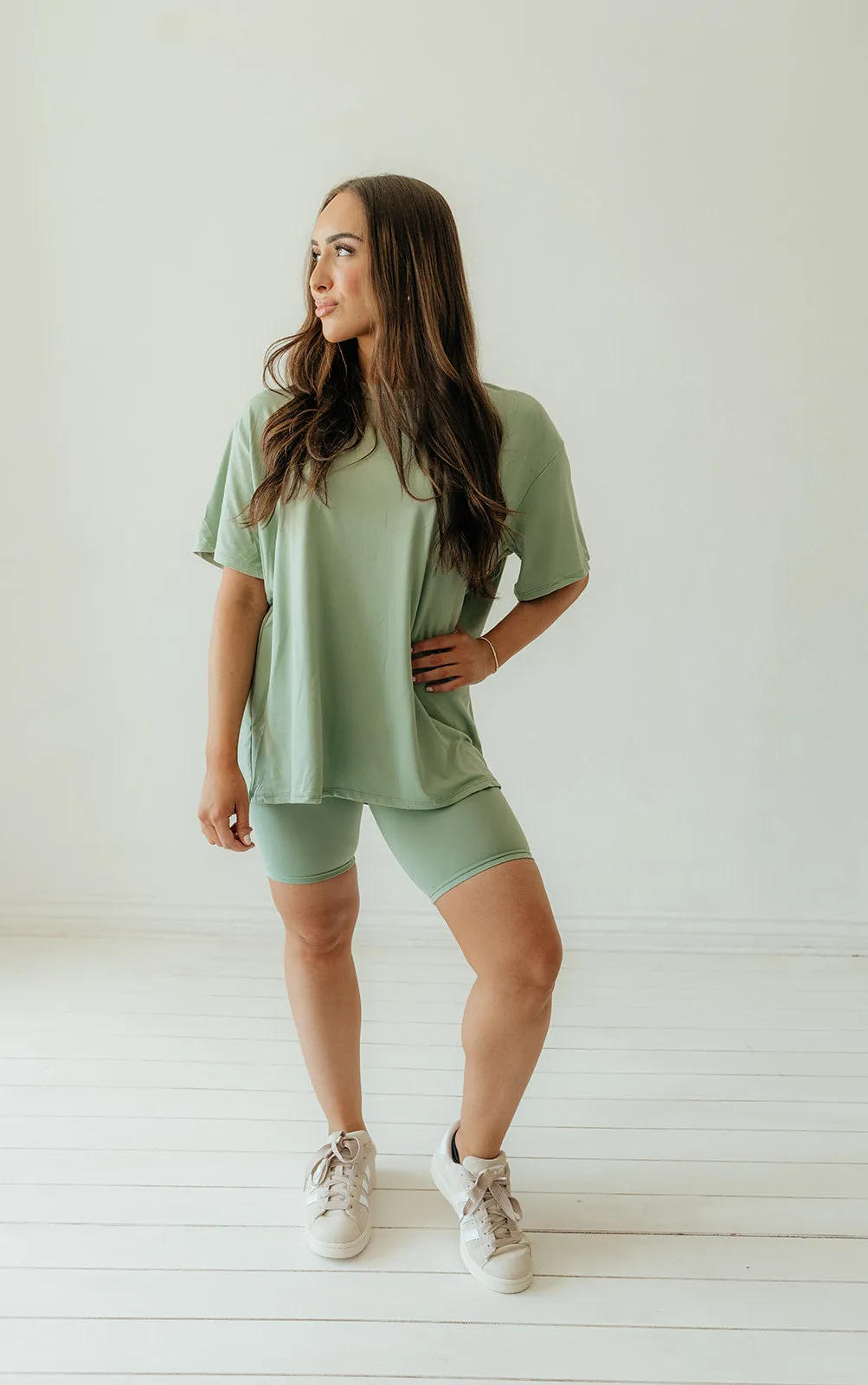 Solid Tee and Biker Short Set