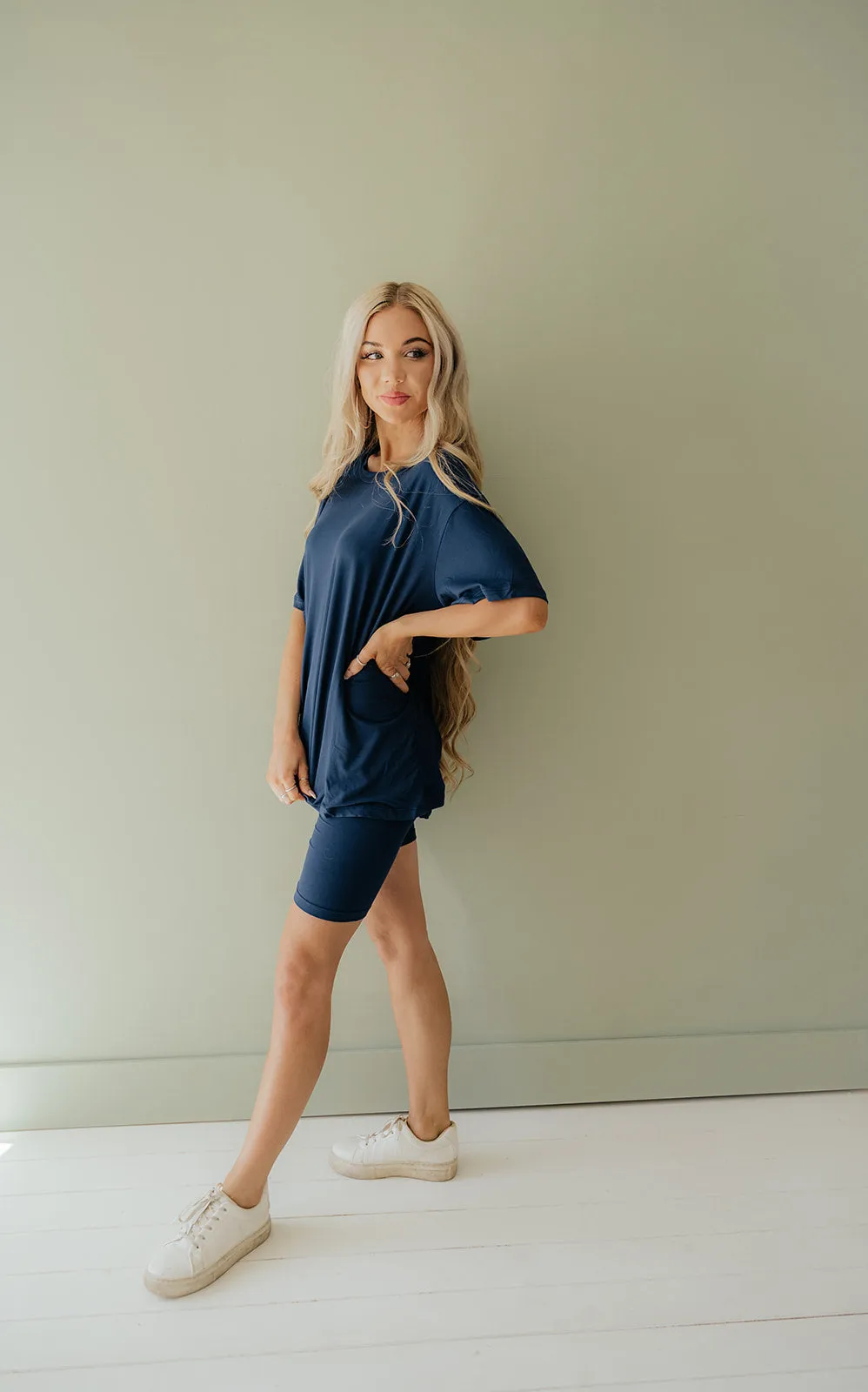 Solid Tee and Biker Short Set