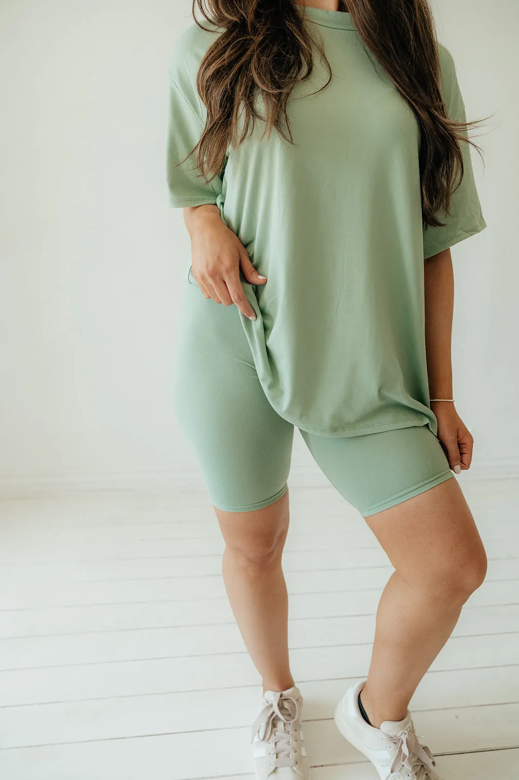 Solid Tee and Biker Short Set