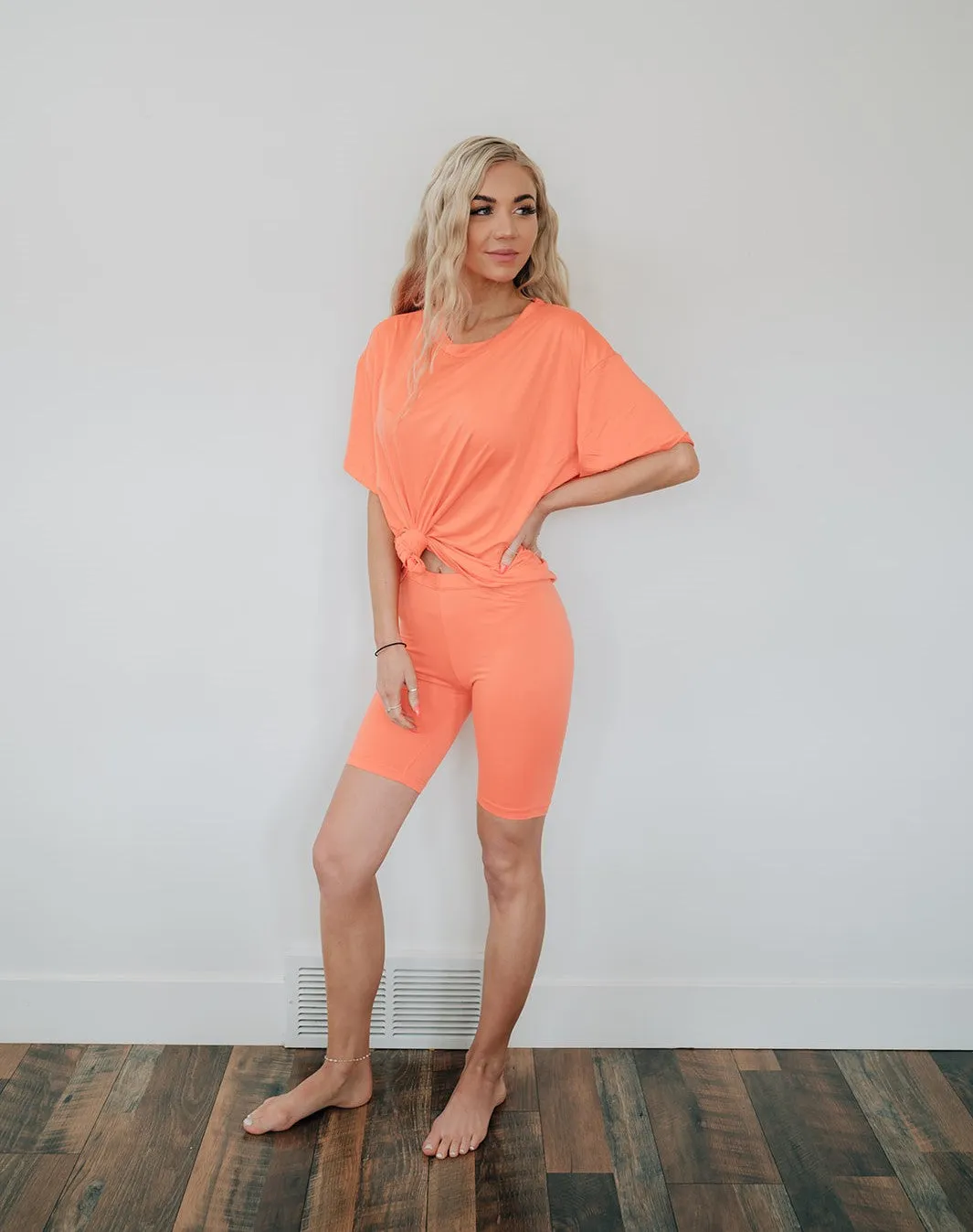 Solid Tee and Biker Short Set