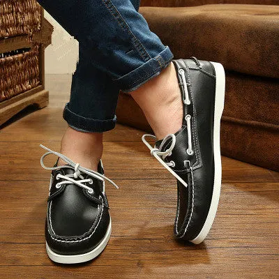 Spring /Autumn Fashion Casual Men's Boat shoes European style Lace-up Flat Round toe lightweight men's shoes