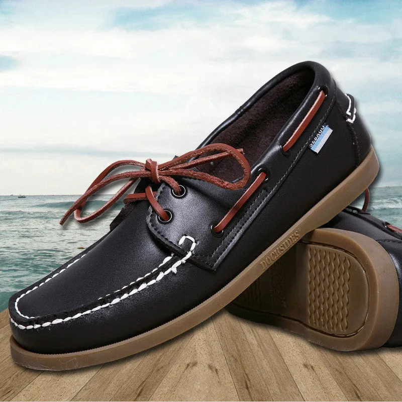 Spring /Autumn Fashion Casual Men's Boat shoes European style Lace-up Flat Round toe lightweight men's shoes
