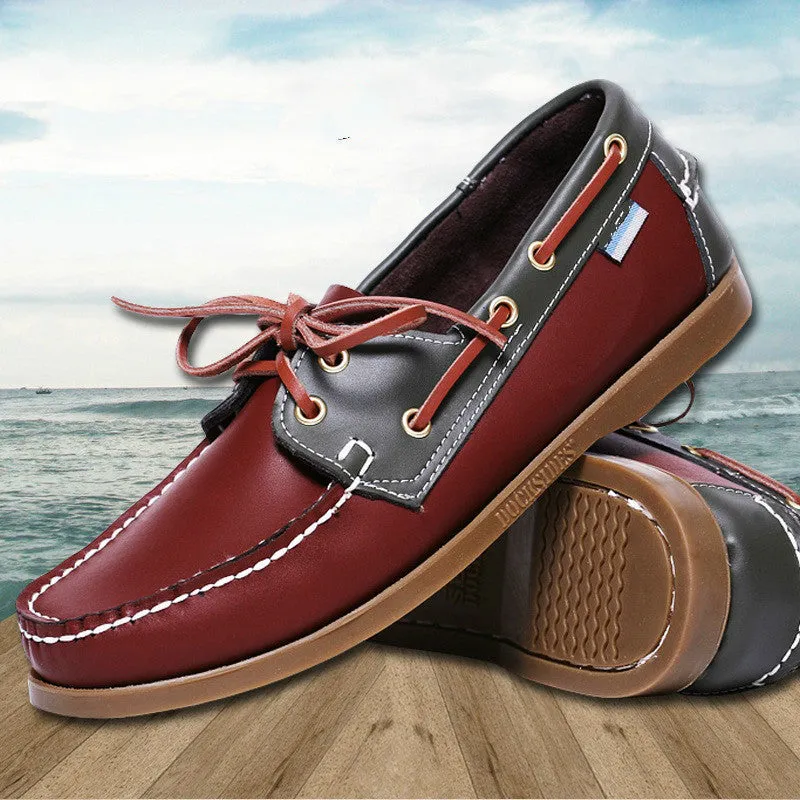 Spring /Autumn Fashion Casual Men's Boat shoes European style Lace-up Flat Round toe lightweight men's shoes