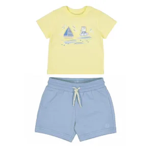 SS25 Mayoral - Boat Motif T-Shirt and Light Blue Short Set