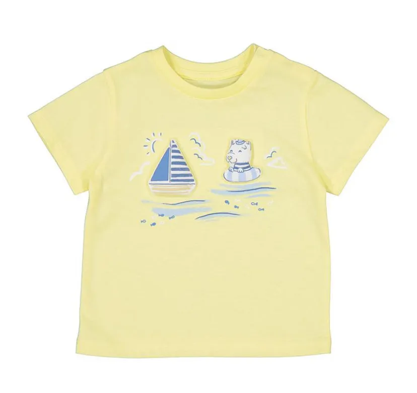 SS25 Mayoral - Boat Motif T-Shirt and Light Blue Short Set