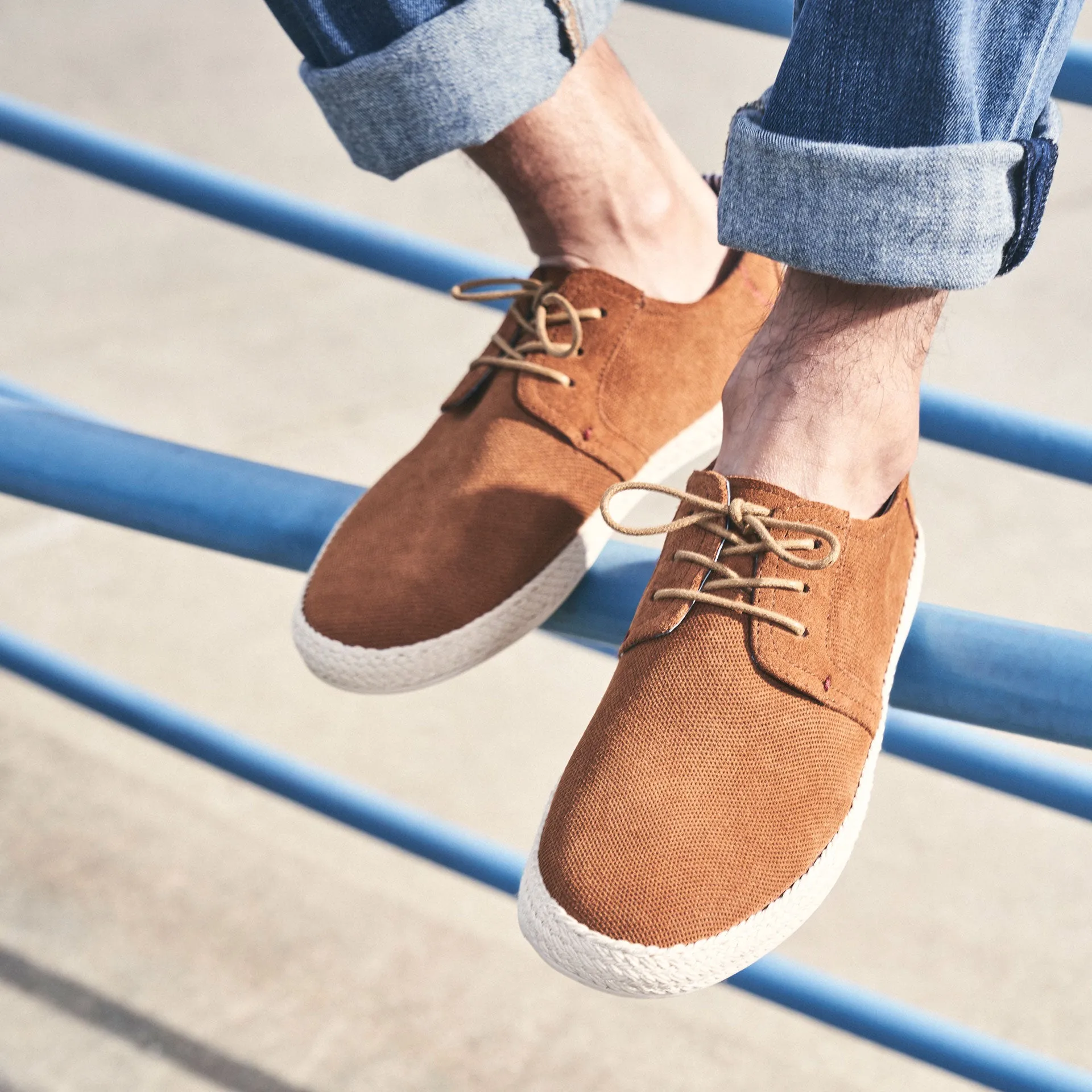 Stacy Adams Nicolo Plain Toe Lace-Up Espadrille - Cognac