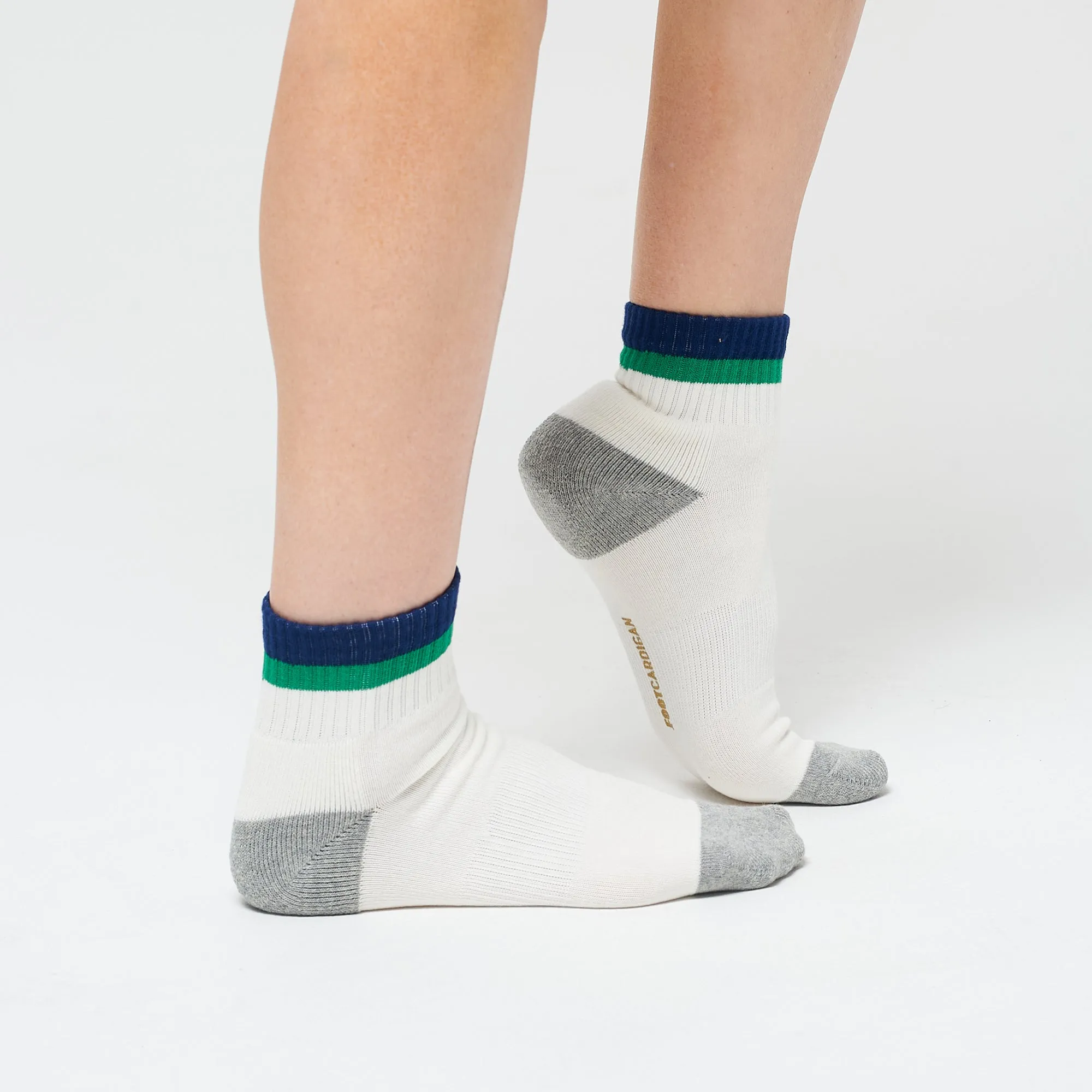 Stripe Ankle 3 Pack - White / Green / Navy