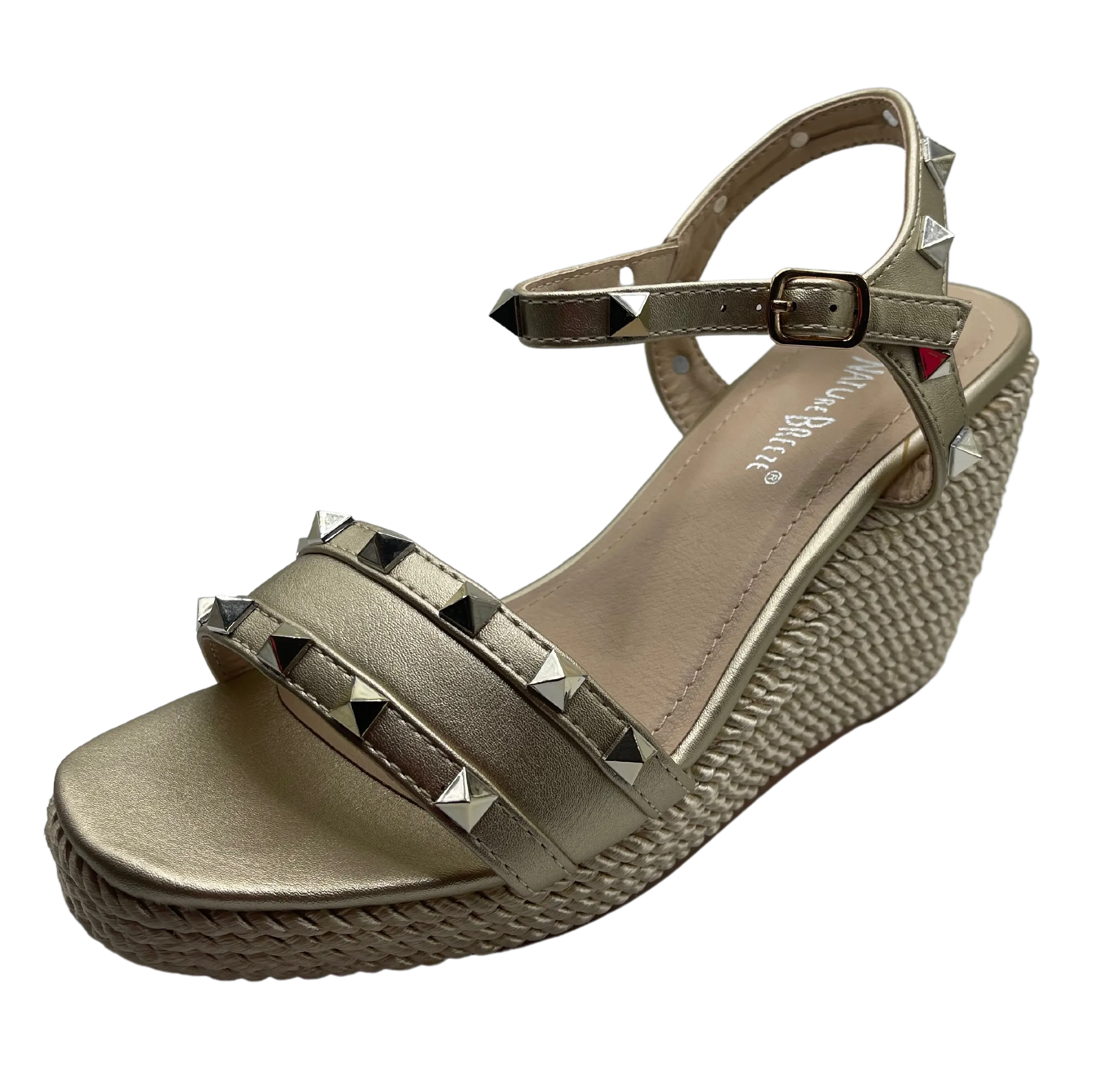 Studded Open Toe Espadrille Wedge